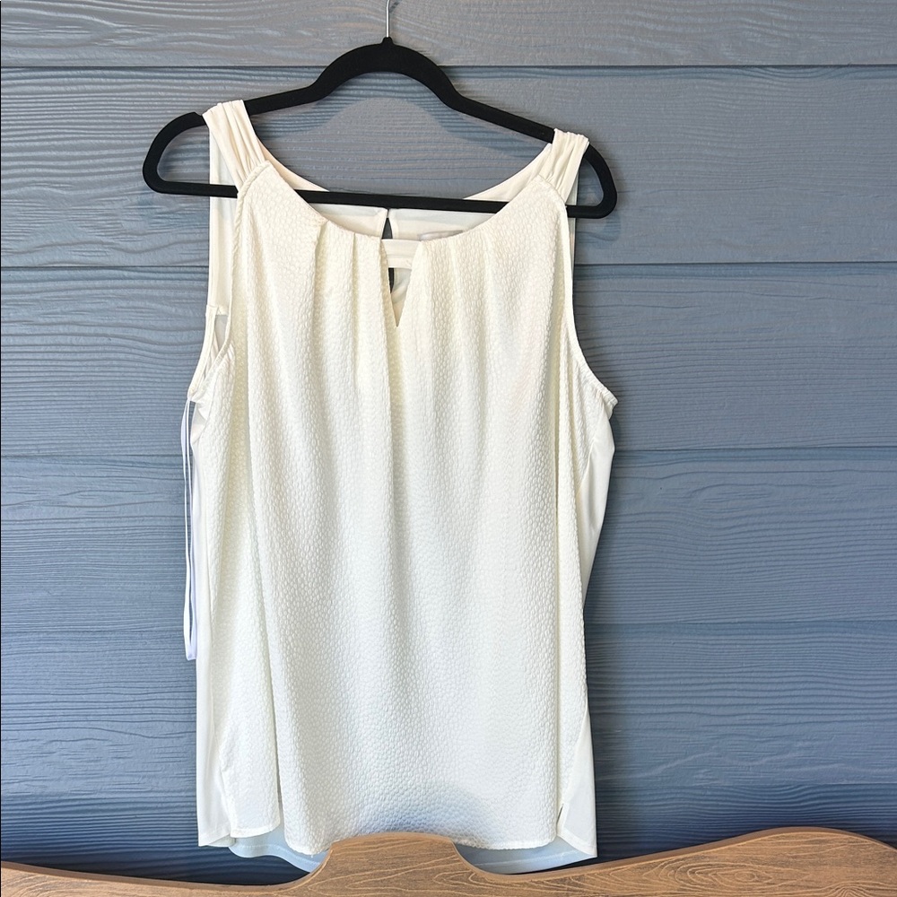 Elegant White Sleeveless Top tahari ASL size 1x plus